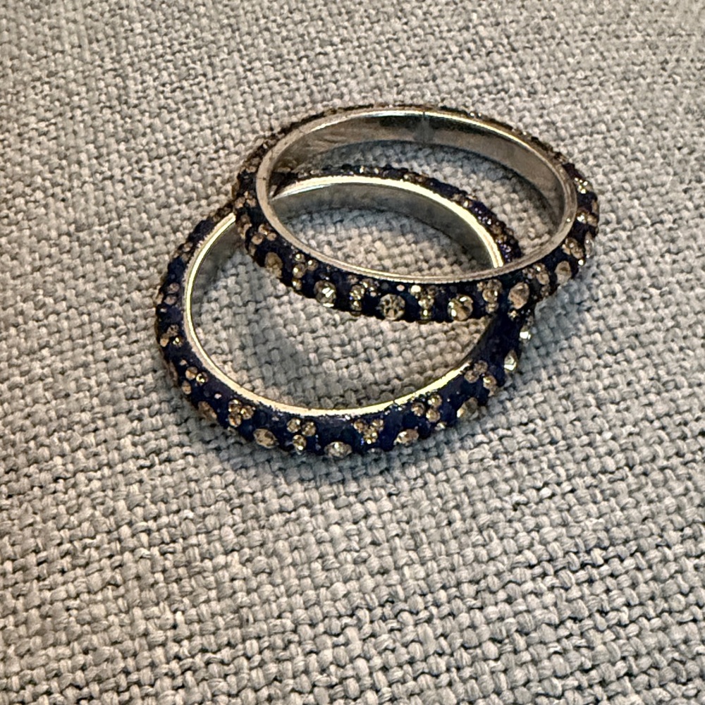 Elegant Blue and Silver Bangle Set